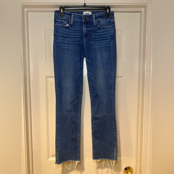 NWOT Paige Women’s Skyline Slim Jeans with Outseam Slit & Raw‎ Hem - Picture 2 of 6